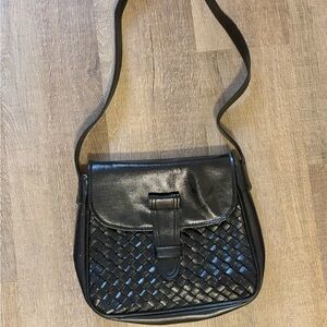 Source Unknown Black Woven Leather Shoulder Bag